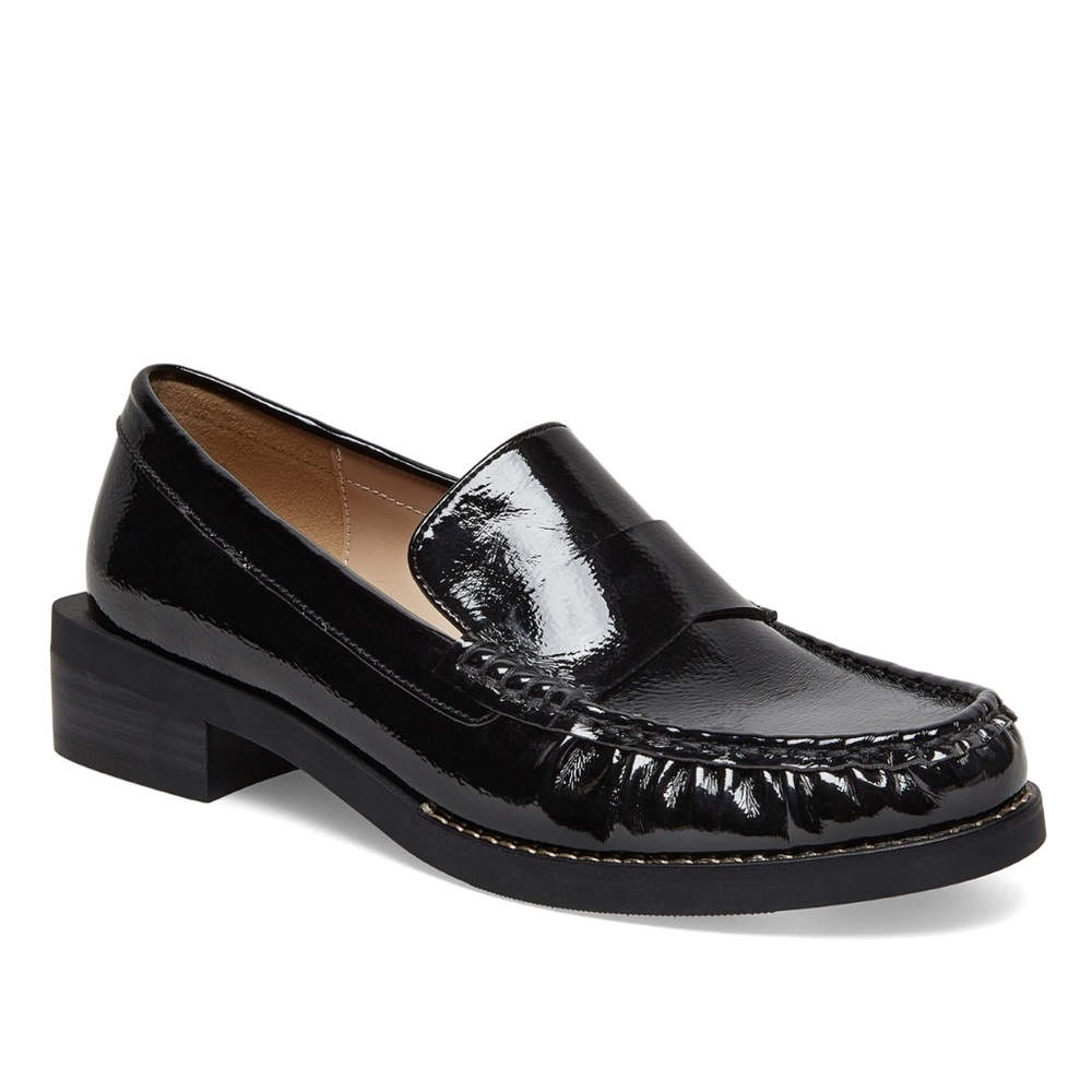 New In Box Silent D Lara Black Patent Moc Toe Loafer -Size 8.5/EURO 39